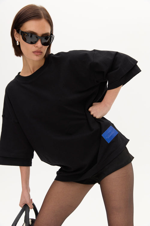 DBL SLEEVE TEE in BLACK
