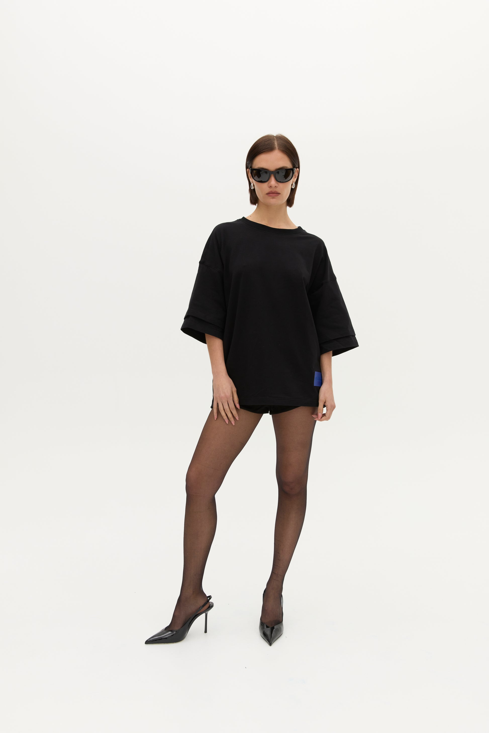 DBL SLEEVE TEE in BLACK